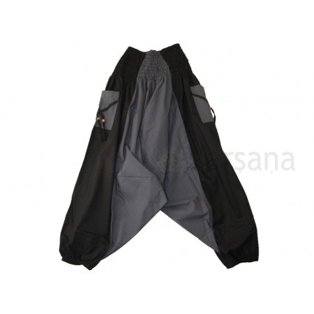 2 Kleuren Harem Broek - Zwart Grijs