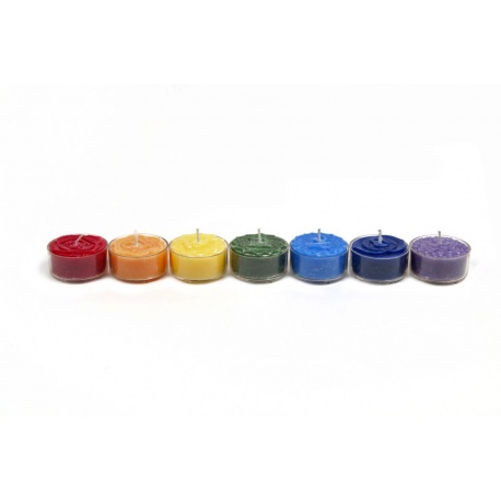 Theelichtjes chakra geurkaarsjes set van 7 stuks